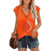 imageZeagoo Womens Summer Casual V Neck Cap Sleeve Tank Tops Guipure Lace Shirt BlouseZm5