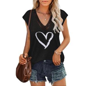 imageZeagoo Womens Summer Casual V Neck Cap Sleeve Tank Tops Guipure Lace Shirt BlousePat3