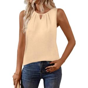imageZeagoo Womens Tank Tops Crewneck Loose Fit Basic Business Casual Summer Sleeveless Shirts Blouse SXXLBeige