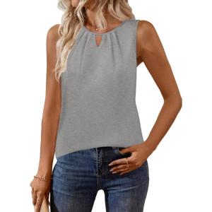 imageZeagoo Womens Tank Tops Crewneck Loose Fit Basic Business Casual Summer Sleeveless Shirts Blouse SXXLGray