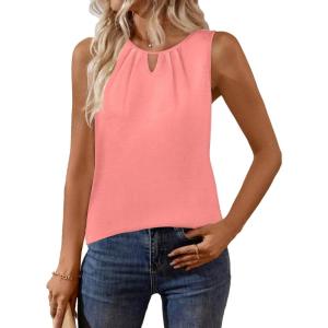 imageZeagoo Womens Tank Tops Crewneck Loose Fit Basic Business Casual Summer Sleeveless Shirts Blouse SXXLPink