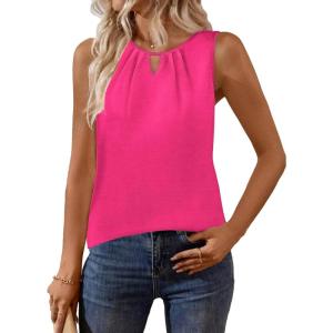 imageZeagoo Womens Tank Tops Crewneck Loose Fit Basic Business Casual Summer Sleeveless Shirts Blouse SXXLRose Red