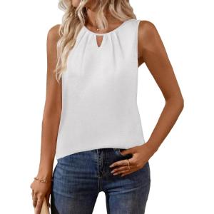 imageZeagoo Womens Tank Tops Crewneck Loose Fit Basic Business Casual Summer Sleeveless Shirts Blouse SXXLWhite