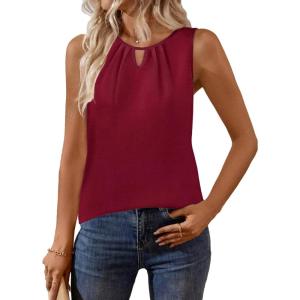 imageZeagoo Womens Tank Tops Crewneck Loose Fit Basic Business Casual Summer Sleeveless Shirts Blouse SXXLWine Red