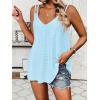 imageZeagoo Flowy Tank Tops for Women Spaghetti Strap Eyelet Embroidery Loose Fit V Neck Sleeveless Casual Summer Tank TopsBlue
