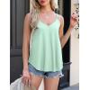 imageZeagoo Flowy Tank Tops for Women Spaghetti Strap Eyelet Embroidery Loose Fit V Neck Sleeveless Casual Summer Tank TopsMint Green