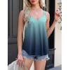 imageZeagoo Flowy Tank Tops for Women Spaghetti Strap Eyelet Embroidery Loose Fit V Neck Sleeveless Casual Summer Tank TopsOmbre Blue