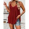 imageZeagoo Flowy Tank Tops for Women Spaghetti Strap Eyelet Embroidery Loose Fit V Neck Sleeveless Casual Summer Tank TopsRed