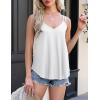 imageZeagoo Flowy Tank Tops for Women Spaghetti Strap Eyelet Embroidery Loose Fit V Neck Sleeveless Casual Summer Tank TopsWhite