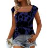 imageZeagoo Women Summer Tops Cute Square Neck Tank Tops Loose Dressy Casual Shirts Cap Sleeve Tunic TopsFlower Blue