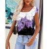 imageZeagoo Women Summer Tops Cute Square Neck Tank Tops Loose Dressy Casual Shirts Cap Sleeve Tunic TopsFlower Purple