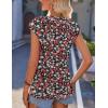 imageZeagoo Women Summer Tops Cute Square Neck Tank Tops Loose Dressy Casual Shirts Cap Sleeve Tunic TopsFlower Red