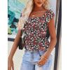 imageZeagoo Women Summer Tops Cute Square Neck Tank Tops Loose Dressy Casual Shirts Cap Sleeve Tunic TopsFlower Red