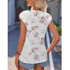 imageZeagoo Women Summer Tops Cute Square Neck Tank Tops Loose Dressy Casual Shirts Cap Sleeve Tunic TopsFlower White