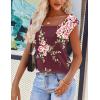 imageZeagoo Women Summer Tops Cute Square Neck Tank Tops Loose Dressy Casual Shirts Cap Sleeve Tunic TopsFlower Wine Red