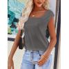 imageZeagoo Women Summer Tops Cute Square Neck Tank Tops Loose Dressy Casual Shirts Cap Sleeve Tunic TopsGrey