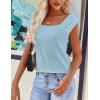 imageZeagoo Women Summer Tops Cute Square Neck Tank Tops Loose Dressy Casual Shirts Cap Sleeve Tunic TopsLight Blue