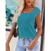 imageZeagoo Women Summer Tops Cute Square Neck Tank Tops Loose Dressy Casual Shirts Cap Sleeve Tunic TopsPeacock Blue