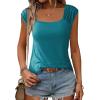 imageZeagoo Women Summer Tops Cute Square Neck Tank Tops Loose Dressy Casual Shirts Cap Sleeve Tunic TopsPeacock Blue