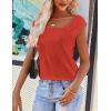 imageZeagoo Women Summer Tops Cute Square Neck Tank Tops Loose Dressy Casual Shirts Cap Sleeve Tunic TopsRed