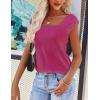 imageZeagoo Women Summer Tops Cute Square Neck Tank Tops Loose Dressy Casual Shirts Cap Sleeve Tunic TopsRose