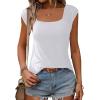 imageZeagoo Women Summer Tops Cute Square Neck Tank Tops Loose Dressy Casual Shirts Cap Sleeve Tunic TopsWhite