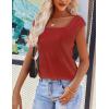 imageZeagoo Women Summer Tops Cute Square Neck Tank Tops Loose Dressy Casual Shirts Cap Sleeve Tunic TopsWine Red