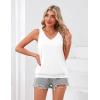 imageZeagoo Womens Summer Tank Tops V Neck Sleeveless Tops Casual Loose Fit Solid Floral Tanks Cute Basic Banded Cami ShirtsAwhite