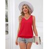 imageZeagoo Womens Summer Tank Tops V Neck Sleeveless Tops Casual Loose Fit Solid Floral Tanks Cute Basic Banded Cami ShirtsRed