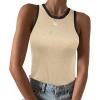 imageZeagoo Womens Tank Top Racerback Crowl Neck Casual Basic Ribbed Knit Fitted Sleeveless Shirts SXXLBeige