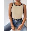 imageZeagoo Womens Tank Top Racerback Crowl Neck Casual Basic Ribbed Knit Fitted Sleeveless Shirts SXXLBeige Black White