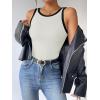 imageZeagoo Womens Tank Top Racerback Crowl Neck Casual Basic Ribbed Knit Fitted Sleeveless Shirts SXXLBeige Black White