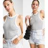 imageZeagoo Womens Tank Top Racerback Crowl Neck Casual Basic Ribbed Knit Fitted Sleeveless Shirts SXXLLight Gray