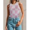 imageZeagoo Womens Tank Top Racerback Crowl Neck Casual Basic Ribbed Knit Fitted Sleeveless Shirts SXXLPlaida