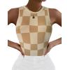 imageZeagoo Womens Tank Top Racerback Crowl Neck Casual Basic Ribbed Knit Fitted Sleeveless Shirts SXXLPlaidb