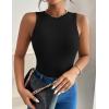 imageZeagoo Womens Tank Top Racerback Crowl Neck Casual Basic Ribbed Knit Fitted Sleeveless Shirts SXXLPure Black