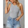 imageZeagoo Womens Tank Top Racerback Crowl Neck Casual Basic Ribbed Knit Fitted Sleeveless Shirts SXXLPure Gray