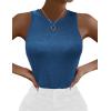 imageZeagoo Womens Tank Top Racerback Crowl Neck Casual Basic Ribbed Knit Fitted Sleeveless Shirts SXXLPure Navy Blue