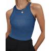 imageZeagoo Womens Tank Top Racerback Crowl Neck Casual Basic Ribbed Knit Fitted Sleeveless Shirts SXXLPure Navy Blue
