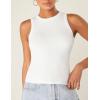 imageZeagoo Womens Tank Top Racerback Crowl Neck Casual Basic Ribbed Knit Fitted Sleeveless Shirts SXXLPure White