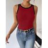 imageZeagoo Womens Tank Top Racerback Crowl Neck Casual Basic Ribbed Knit Fitted Sleeveless Shirts SXXLRedwhite Black