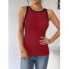 imageZeagoo Womens Tank Top Racerback Crowl Neck Casual Basic Ribbed Knit Fitted Sleeveless Shirts SXXLRedwhite Black