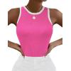 imageZeagoo Womens Tank Top Racerback Crowl Neck Casual Basic Ribbed Knit Fitted Sleeveless Shirts SXXLRose Red