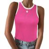 imageZeagoo Womens Tank Top Racerback Crowl Neck Casual Basic Ribbed Knit Fitted Sleeveless Shirts SXXLRose Red