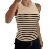 imageZeagoo Womens Tank Top Racerback Crowl Neck Casual Basic Ribbed Knit Fitted Sleeveless Shirts SXXLStripe
