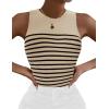 imageZeagoo Womens Tank Top Racerback Crowl Neck Casual Basic Ribbed Knit Fitted Sleeveless Shirts SXXLStripe