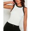 imageZeagoo Womens Tank Top Racerback Crowl Neck Casual Basic Ribbed Knit Fitted Sleeveless Shirts SXXLWhite