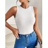 imageZeagoo Womens Tank Top Racerback Crowl Neck Casual Basic Ribbed Knit Fitted Sleeveless Shirts SXXLWhiteblack White