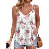 imageZeagoo Flowy Tank Tops for Women Spaghetti Strap Eyelet Embroidery Loose Fit V Neck Sleeveless Casual Summer Tank TopsFloral White