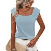 imageZeagoo Women Summer Tops Cute Square Neck Tank Tops Loose Dressy Casual Shirts Cap Sleeve Tunic TopsLight Blue